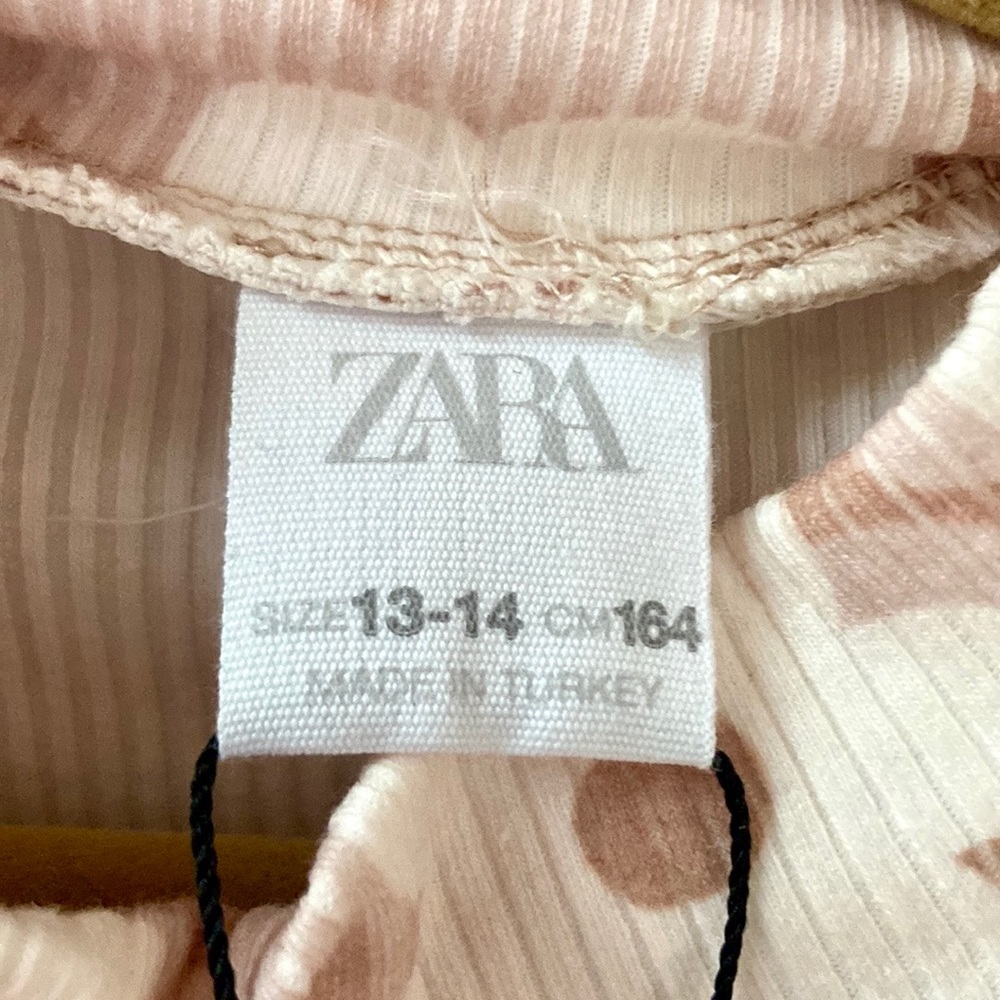 NWT Zara Flowered Mock Turtleneck Neutral size 13-14 years (164 cm) - Picture 4 of 5